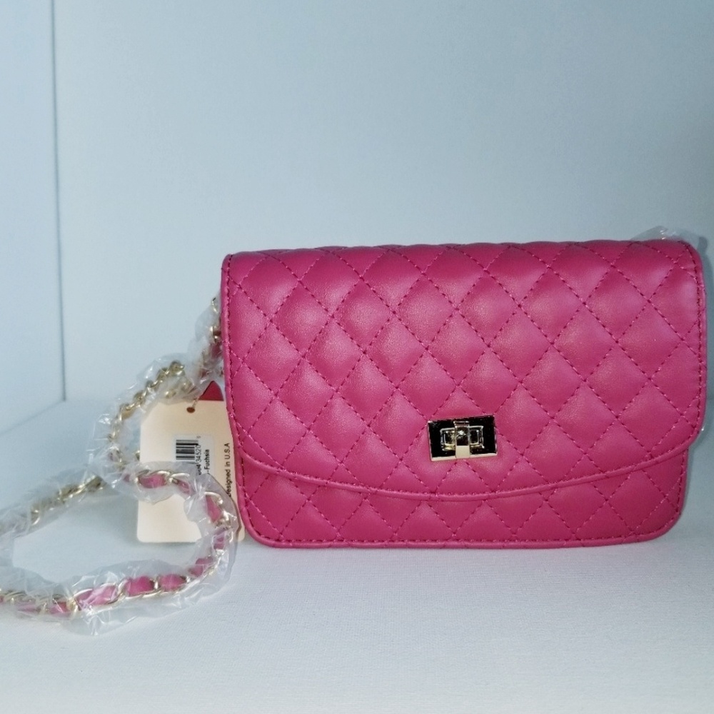 👛💖Handbag💖👛 Quilted "Pink" Crossbody Bag - Picture 1 of 3
